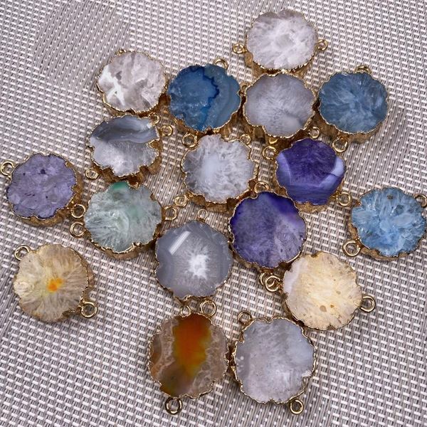 charms natural stone pendant flower shaped double hole connector striped agates for jewelry making bracelet necklace accessories, Bronze;silver
charms natural stone pendant flower shaped double hole connector striped agates for jewelry making bracelet necklace accessories, Bronze;silver