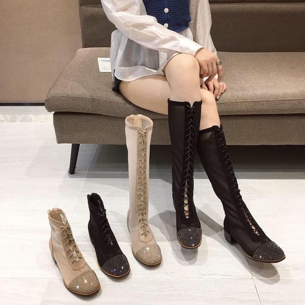 boots black mesh long low heel knee high summer rhinestones chunky heels for women lace up shoes
boots black mesh long low heel knee high summer rhinestones chunky heels for women lace up shoes