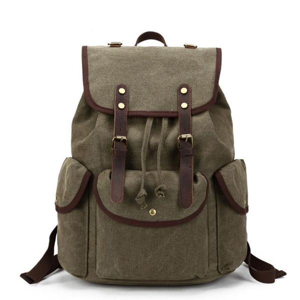 backpack outdoor canvas with leather men's casual european and american retro travel bag
backpack outdoor canvas with leather men's casual european and american retro travel bag