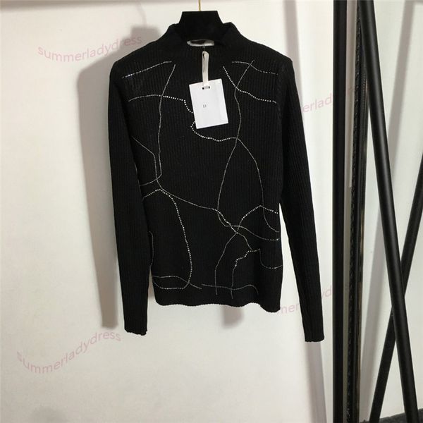 irregular pattern bottoming shirt rhinestone elastic sweater personalized warm knitted pullover thin breathable sweaters, White;black
irregular pattern bottoming shirt rhinestone elastic sweater personalized warm knitted pullover thin breathable sweaters, White;black