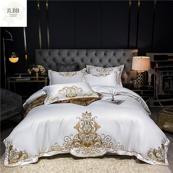 bedding sets luxury european white satin cotton gold embroidery set soft silky jacquard duvet cover flat/fitted sheet pillowcases
bedding sets luxury european white satin cotton gold embroidery set soft silky jacquard duvet cover flat/fitted sheet pillowcases