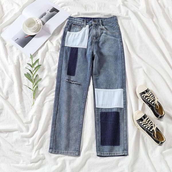women's ninth pants 2021 spring y2k harajuku streetwear fashion high waist trouser boyfriend casual baggy straight jeans, Blue
women's ninth pants 2021 spring y2k harajuku streetwear fashion high waist trouser boyfriend casual baggy straight jeans, Blue
