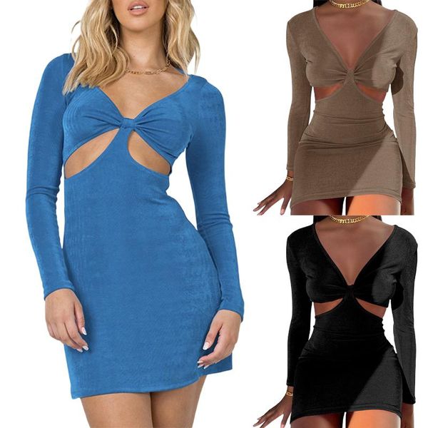 casual dresses autumn basic women close-fitting twist hollow out dress solid color long sleeve deep v-neck party bodycon vestidos, Black;gray
casual dresses autumn basic women close-fitting twist hollow out dress solid color long sleeve deep v-neck party bodycon vestidos, Black;gray