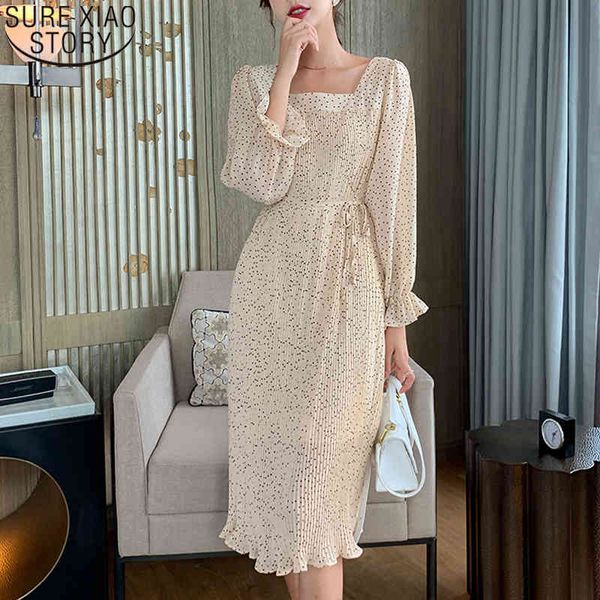 french style dot chiffon women high waist pleated autumn square collar dress with belt vestido feminino 11184 210417, Black;gray
french style dot chiffon women high waist pleated autumn square collar dress with belt vestido feminino 11184 210417, Black;gray
