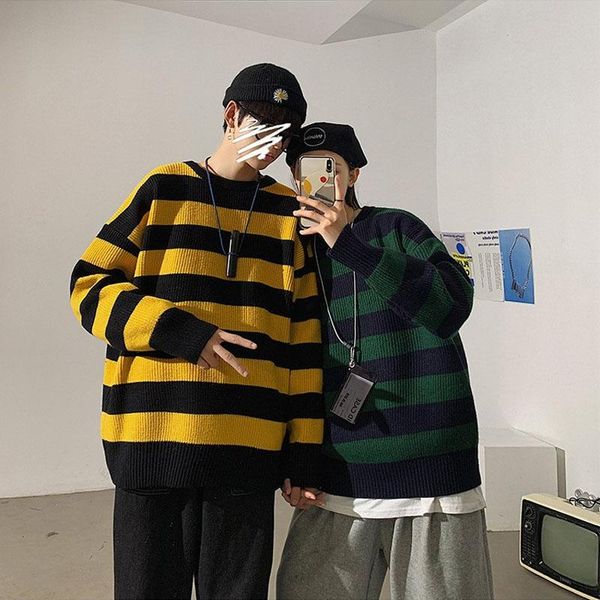 men's sweaters autumn winter y2k knitted striped sweater casual oversized pullover loose warm jumper streetwear college knitwear, White;black
men's sweaters autumn winter y2k knitted striped sweater casual oversized pullover loose warm jumper streetwear college knitwear, White;black