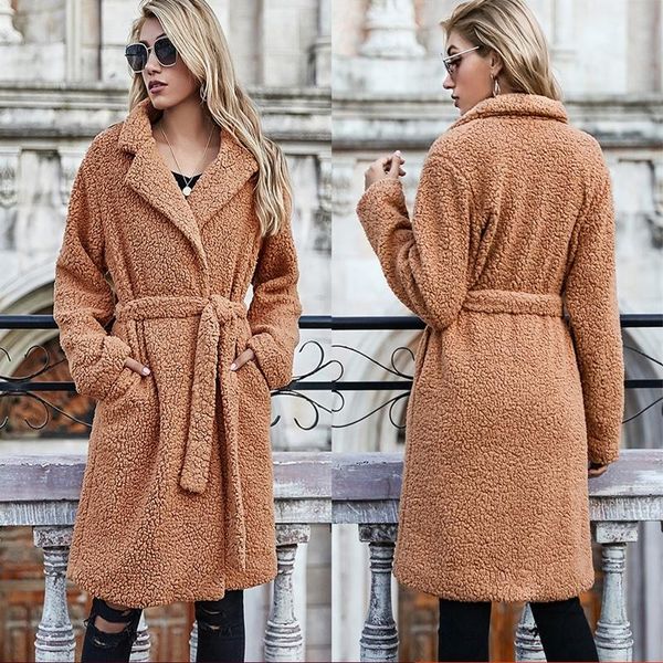 women's wool & blends women long coat jacket autumn winter faux fur teddy outwear with belt ladies female cardigan thick warm, Black
women's wool & blends women long coat jacket autumn winter faux fur teddy outwear with belt ladies female cardigan thick warm, Black