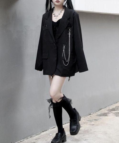women's suits & blazers miub black suit coat 2021 autumn loose chain harajuku casual street long sleeve, White;black
women's suits & blazers miub black suit coat 2021 autumn loose chain harajuku casual street long sleeve, White;black