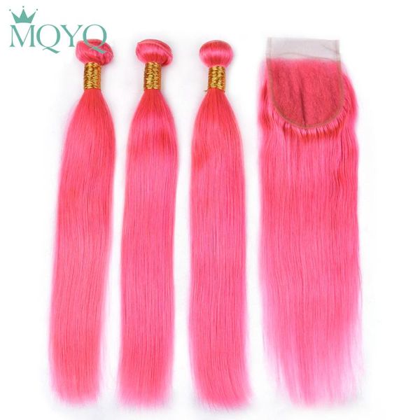 human hair bulks mqyq pre colored pink straight bundles with closure 100% 4*4 remy extensions, Black
human hair bulks mqyq pre colored pink straight bundles with closure 100% 4*4 remy extensions, Black