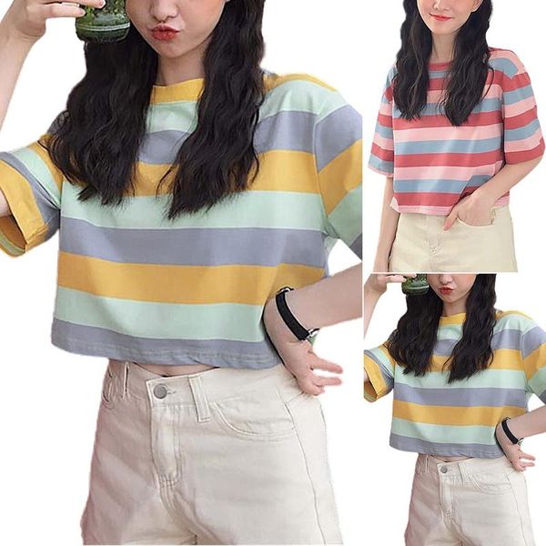 women's shorts summer round neck short sleeve t-shirt stripe printed fashion casual wear, White;black
women's shorts summer round neck short sleeve t-shirt stripe printed fashion casual wear, White;black