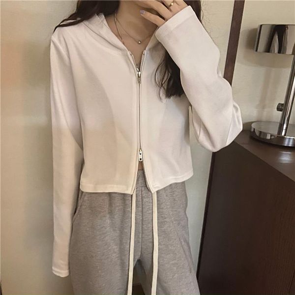 women's knits & tees korean fashionable zipper long sleeve 2021 spring autumn women clothing knitted short cardigan femme ladies, White
women's knits & tees korean fashionable zipper long sleeve 2021 spring autumn women clothing knitted short cardigan femme ladies, White