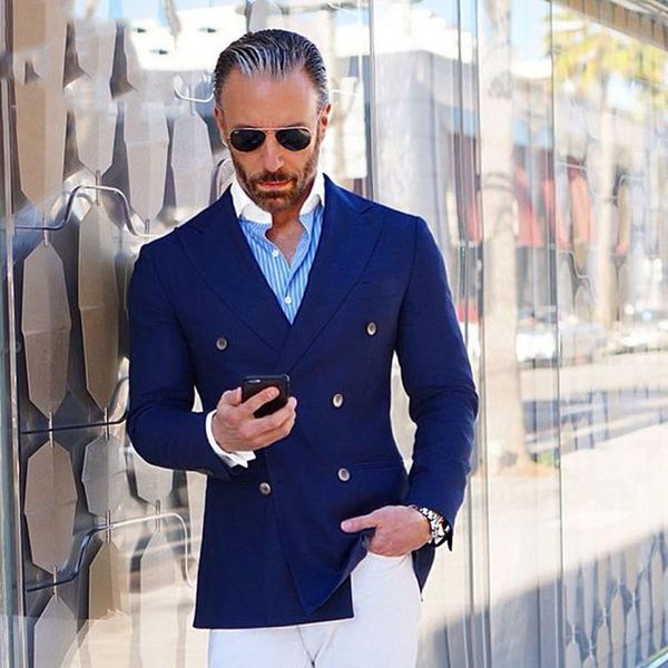 men's suits & blazers navy blue men formal man costume white pants double breasted wide peaked lapel slim fit groom tuxedos 2piece, White;black
men's suits & blazers navy blue men formal man costume white pants double breasted wide peaked lapel slim fit groom tuxedos 2piece, White;black
