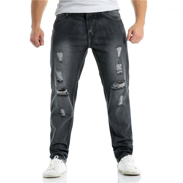 men's jeans ripped clothing spring and summer solid color street made old tapered fashion casual denim trousers, Blue
men's jeans ripped clothing spring and summer solid color street made old tapered fashion casual denim trousers, Blue