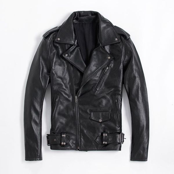 men's leather & faux genuine jacket men short cowhide coats motorcycle biker spring autumn plus size jackets l-z-6 kj6111, Black
men's leather & faux genuine jacket men short cowhide coats motorcycle biker spring autumn plus size jackets l-z-6 kj6111, Black