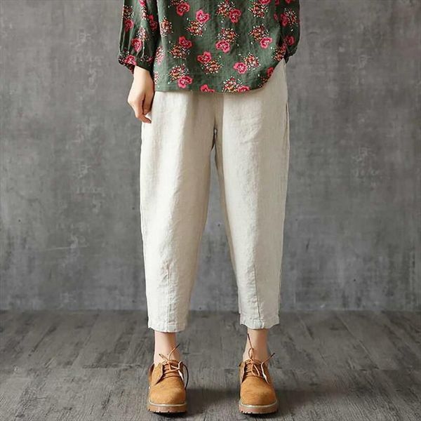 linen oversized autumn casual women capris loose fabric cotton solid color female harem, Black;white
linen oversized autumn casual women capris loose fabric cotton solid color female harem, Black;white