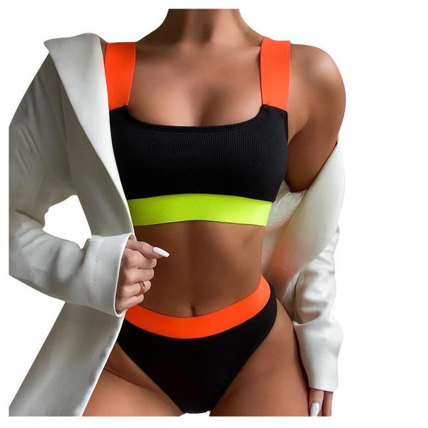 women's swimwear bikini 2021 solid swimsuit patchwork color set beachwear split push up, White;black
women's swimwear bikini 2021 solid swimsuit patchwork color set beachwear split push up, White;black