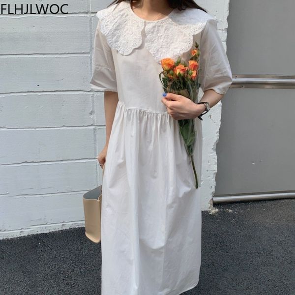 casual dresses south korea's feminine vestidos women summer lace japanese style cute sweet girls solid color white mid-length long, Black;gray
casual dresses south korea's feminine vestidos women summer lace japanese style cute sweet girls solid color white mid-length long, Black;gray