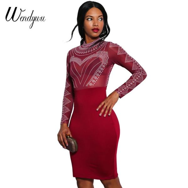 casual dresses wendywu o-neck mesh patchwork diamonds long sleeve red knee-length pencil dress, Black;gray
casual dresses wendywu o-neck mesh patchwork diamonds long sleeve red knee-length pencil dress, Black;gray