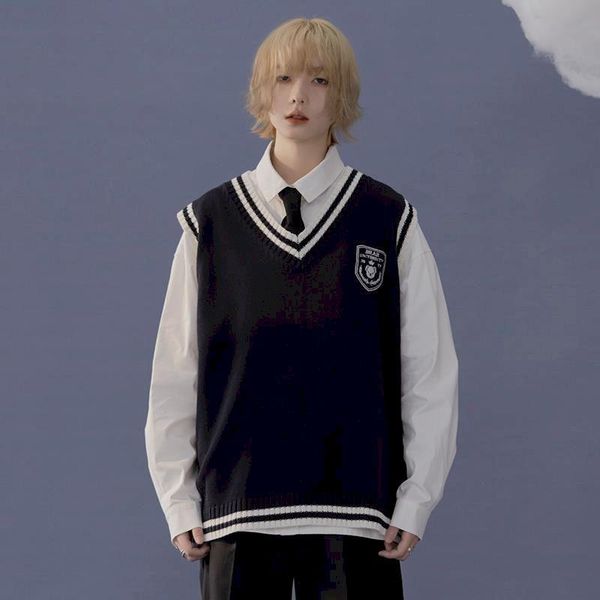 women's vests spring and autumn jk sleeveless knit 2021 outer japanese style match uniform korean oversized sweater plus size, Black;white
women's vests spring and autumn jk sleeveless knit 2021 outer japanese style match uniform korean oversized sweater plus size, Black;white