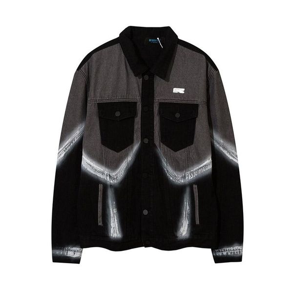 men's jackets high street inkjet graffiti printed denim men hip hop vintage washed jeans coats streetwear loose fit, Black;brown 
men's jackets high street inkjet graffiti printed denim men hip hop vintage washed jeans coats streetwear loose fit, Black;brown
