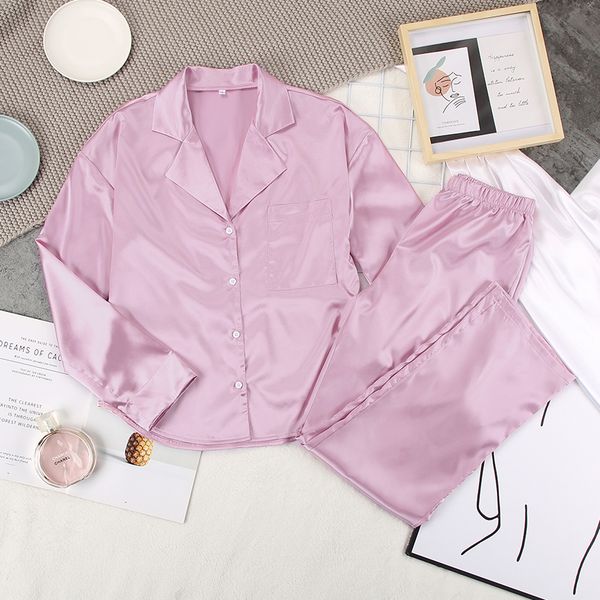 hechan solid loose female pajamas satin turndown collar long sleeve pocket 2 piece set pants homewear silk women sleepwear suits, Black;red
hechan solid loose female pajamas satin turndown collar long sleeve pocket 2 piece set pants homewear silk women sleepwear suits, Black;red