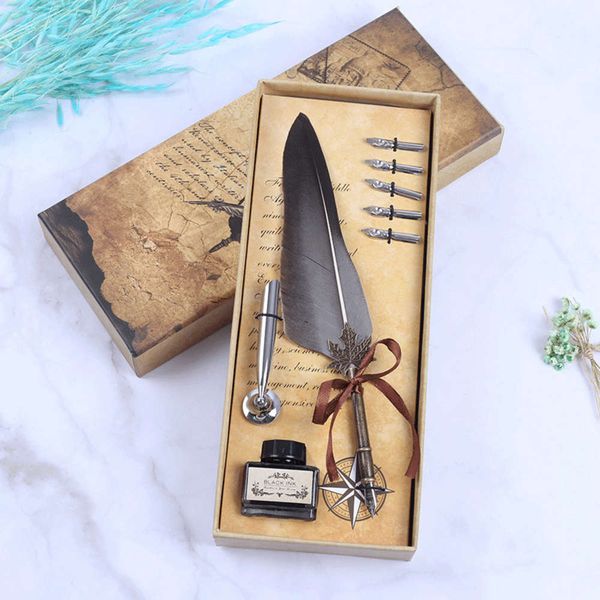 the pen european style feather suit net red dipped in water steel pen box practical gift for boys and girls
the pen european style feather suit net red dipped in water steel pen box practical gift for boys and girls