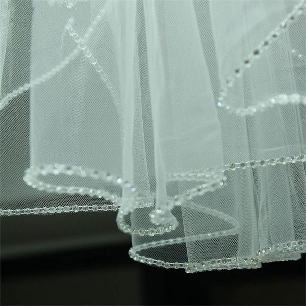 bridal veils jieruize charming beaded wedding veil one layer soft tulle accessories with crystal, Black