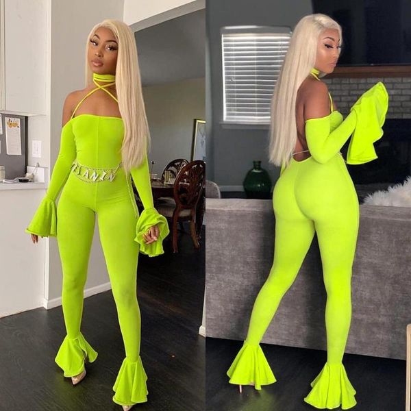 women's jumpsuits & rompers bkld women jumpsuit pants 2021 clubwear autumn neon green off shoulder halter womens playsuits ruffles back, Black;white
women's jumpsuits & rompers bkld women jumpsuit pants 2021 clubwear autumn neon green off shoulder halter womens playsuits ruffles back, Black;white