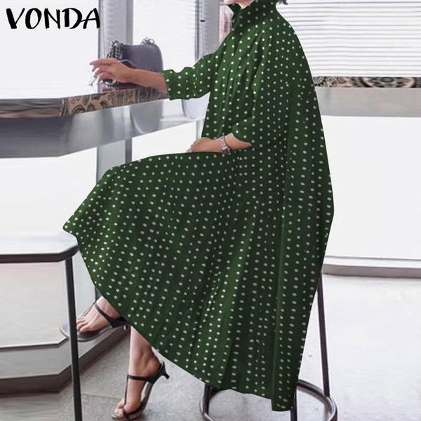 casual dresses autumn long sleeve polka dot dress vonda bohemian 2021 stylish maxi party vestidos lapel shirt, Black;gray
casual dresses autumn long sleeve polka dot dress vonda bohemian 2021 stylish maxi party vestidos lapel shirt, Black;gray