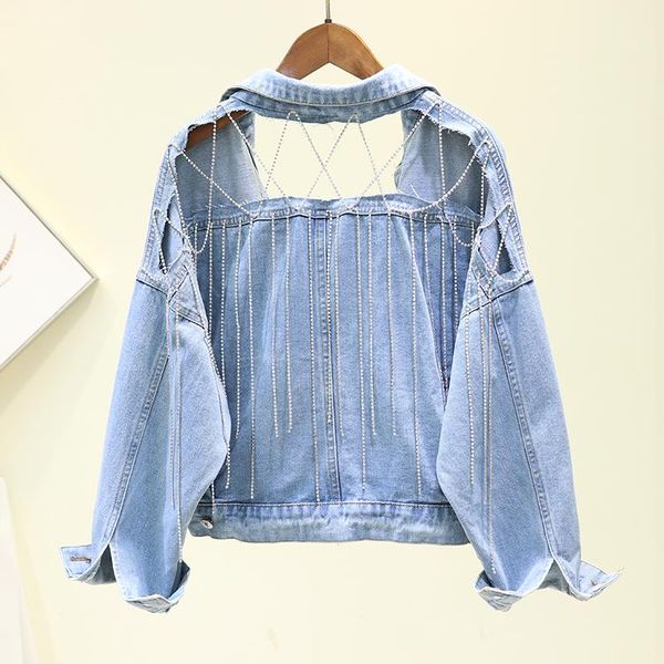 women's jackets jean jacket for women 2021 spring summer hollow out tassels hand-studded diamond short denim female holes coat, Black;brown
women's jackets jean jacket for women 2021 spring summer hollow out tassels hand-studded diamond short denim female holes coat, Black;brown