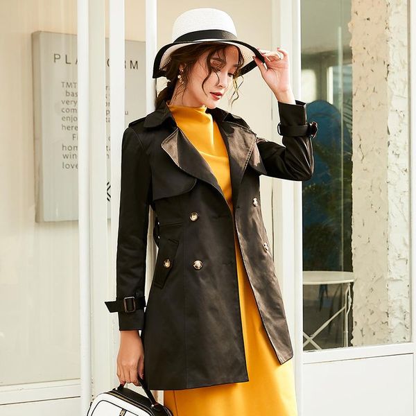 women's trench coats 2021 spring model korean-style elegant lapel retro all-match slim mid-length coat women, Tan;black
women's trench coats 2021 spring model korean-style elegant lapel retro all-match slim mid-length coat women, Tan;black