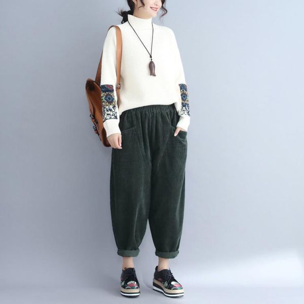 women's pants & capris plus size 2021 autumn winter women fashion solid color corduroy female trousers lady elastic waist casual harem, Black;white
women's pants & capris plus size 2021 autumn winter women fashion solid color corduroy female trousers lady elastic waist casual harem, Black;white