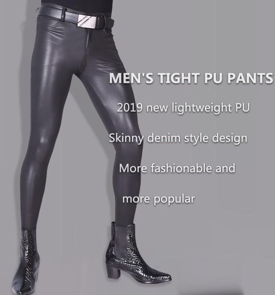men's pants plus size pu faux leather men fitness super elastic lambskin pants-hoses skinny legging club stage show pencil trousers, Black
men's pants plus size pu faux leather men fitness super elastic lambskin pants-hoses skinny legging club stage show pencil trousers, Black