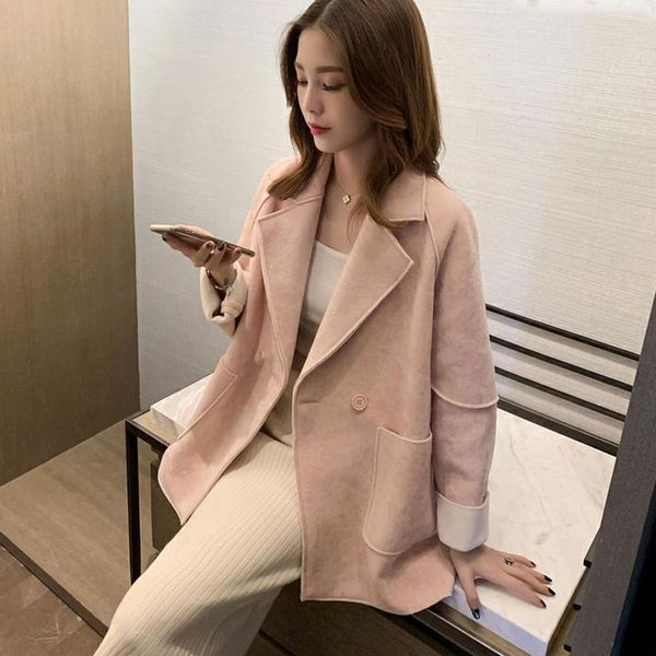 women's wool & blends trendy autumn women woolen coat notched collar loose fit streetwear pink parka windproof warm ladies outwear, Black
women's wool & blends trendy autumn women woolen coat notched collar loose fit streetwear pink parka windproof warm ladies outwear, Black