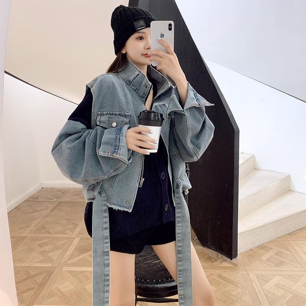 women's tracksuits fashion style high street girl's various wear designer denim knitting two piece set, Gray 
women's tracksuits fashion style high street girl's various wear designer denim knitting two piece set, Gray