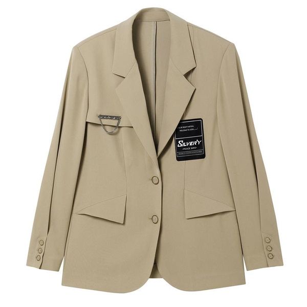 women's suits & blazers 2021 single breasted suit jacket loose solid khaki gray spliced oversize coats autumn spring ladies, White;black
women's suits & blazers 2021 single breasted suit jacket loose solid khaki gray spliced oversize coats autumn spring ladies, White;black