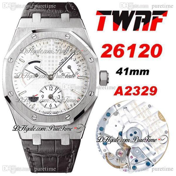 twaf 41mm 26120 dual time power reserve a2329 automatic mens watch steel case silver texture dial stick markers leather strap super edition, Slivery;brown
twaf 41mm 26120 dual time power reserve a2329 automatic mens watch steel case silver texture dial stick markers leather strap super edition, Slivery;brown