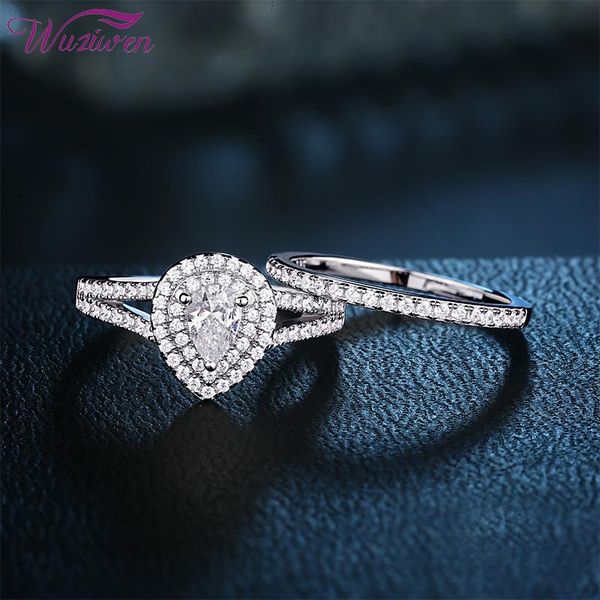 wuziwen solid 925 sterling silver engagement rings for women 2pcs wedding ring set classic jewelry halo pear shape zircon cluster, Golden;silver
wuziwen solid 925 sterling silver engagement rings for women 2pcs wedding ring set classic jewelry halo pear shape zircon cluster, Golden;silver