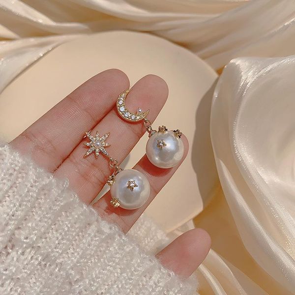 dangle & chandelier fashion design asymmetrical star/moon earrings pearl korean temperament light luxury for women jewelry gifts, Silver
dangle & chandelier fashion design asymmetrical star/moon earrings pearl korean temperament light luxury for women jewelry gifts, Silver
