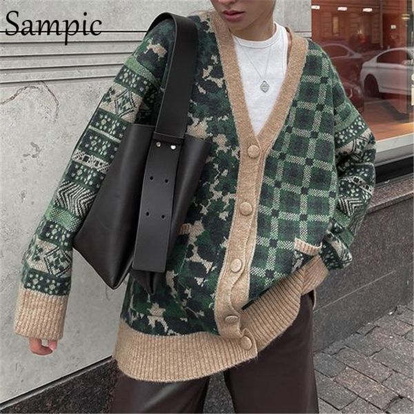 sampic 2021 autumn winter female knitted cardigans women coat y2k print v neck oversized sweater jumpers casual long sleeve, White;black
sampic 2021 autumn winter female knitted cardigans women coat y2k print v neck oversized sweater jumpers casual long sleeve, White;black