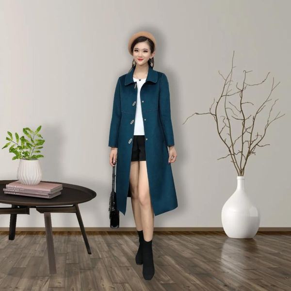 women's wool & blends double-sided woolen cashmere coat women's mid-length 2021 autumn style korean fashion, Black
women's wool & blends double-sided woolen cashmere coat women's mid-length 2021 autumn style korean fashion, Black