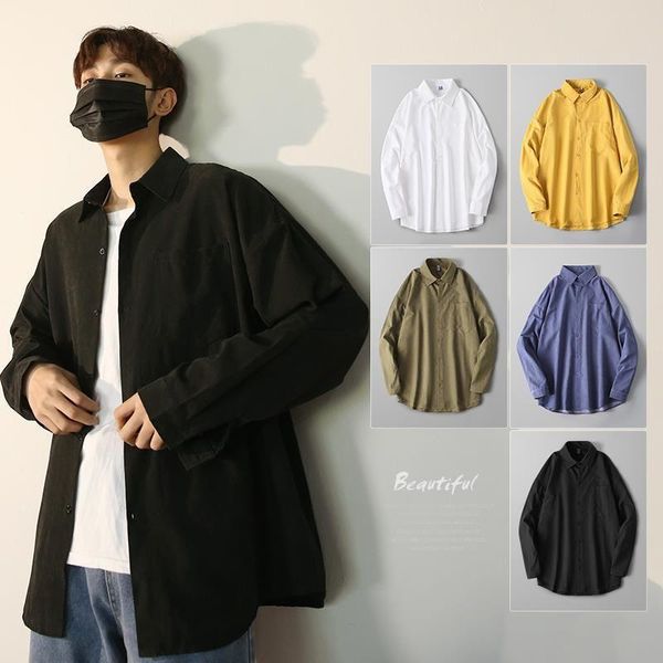 men's casual shirts white shirt long-sleeved korean trend loose black blouse ruffian handsome hong kong style japan, White;black
men's casual shirts white shirt long-sleeved korean trend loose black blouse ruffian handsome hong kong style japan, White;black