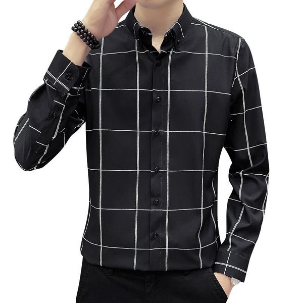men's casual shirts men's plaid long-sleeve business slim men blouse big size fashion, White;black
men's casual shirts men's plaid long-sleeve business slim men blouse big size fashion, White;black