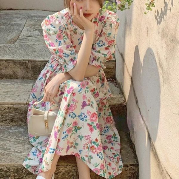 party dresses elagant sweet dress women gentle temperament casual korean floral print maxi female puff sleeve beach summer 2021, White;black
party dresses elagant sweet dress women gentle temperament casual korean floral print maxi female puff sleeve beach summer 2021, White;black