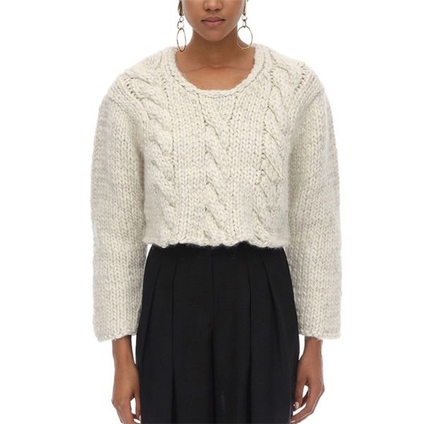 autumn and winter women's sweater casual solid color round neck long sleeve short 210430, White;black
autumn and winter women's sweater casual solid color round neck long sleeve short 210430, White;black