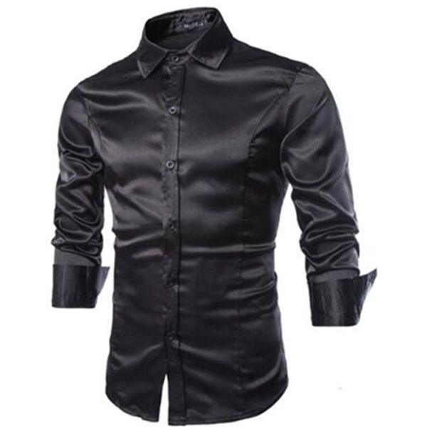 spring and autumn fashion men's casual long sleeved silk shirt / male solid slim fit shirts, White;black
spring and autumn fashion men's casual long sleeved silk shirt / male solid slim fit shirts, White;black