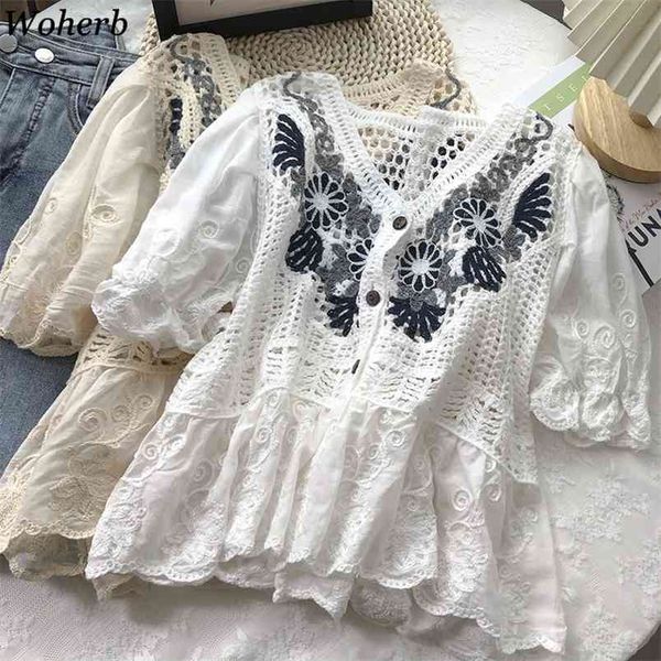 v-neck kawaii sweet cropped lace embroidery women shirt casual hollow out elegant blouses femme korean chic girls blusas 210519, White
v-neck kawaii sweet cropped lace embroidery women shirt casual hollow out elegant blouses femme korean chic girls blusas 210519, White