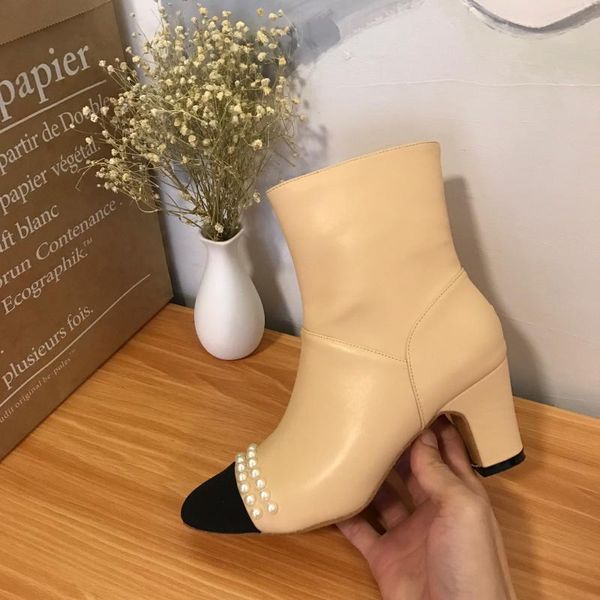 boots kmeioo classic winter shoes woman ankle round toe chunky heels zipper pearl block for women 5cm, Black
boots kmeioo classic winter shoes woman ankle round toe chunky heels zipper pearl block for women 5cm, Black