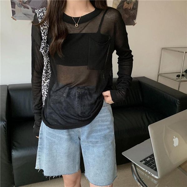 spring summer o-neck long sleeve perspective hollow out loose big size sun protection shirt knit t-shirt women fashion women's, White
spring summer o-neck long sleeve perspective hollow out loose big size sun protection shirt knit t-shirt women fashion women's, White