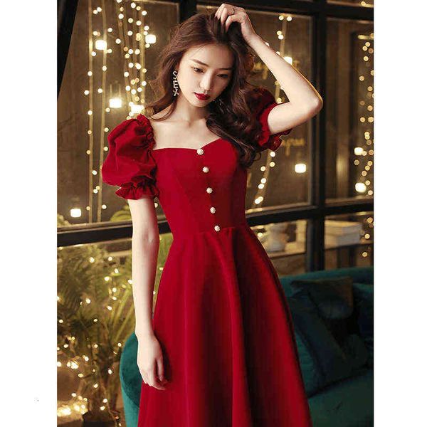 luxury street style dresses toast bride 2021 wine red usually can wear engagement small man autumn, Black;pink
luxury street style dresses toast bride 2021 wine red usually can wear engagement small man autumn, Black;pink