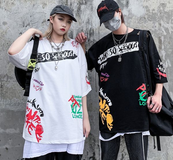 t shirt personality graffiti letter fashion brand hip hop boys round neck loose large casual breathable short sleeve summer, White;black
t shirt personality graffiti letter fashion brand hip hop boys round neck loose large casual breathable short sleeve summer, White;black